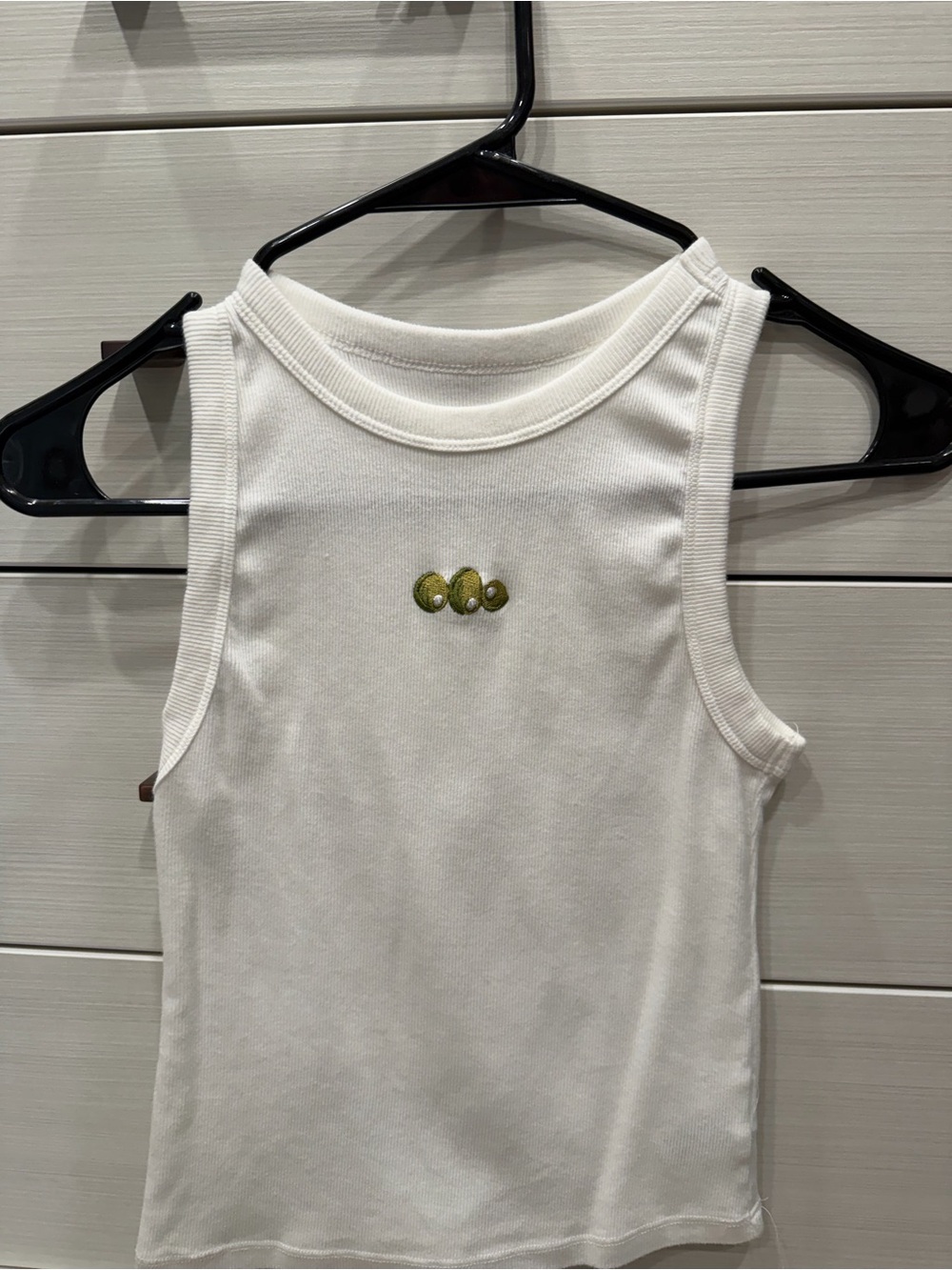 a new day White Ribbed Scoop Tank with Olive Accent